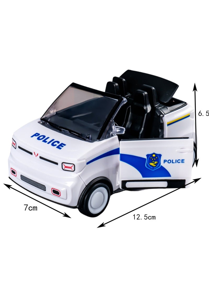 White Mini Convertible Police Car, Children'S Cartoon Simulation Plastic Mini Car Model, Boys And Girls Sports Car Toys - Image 3